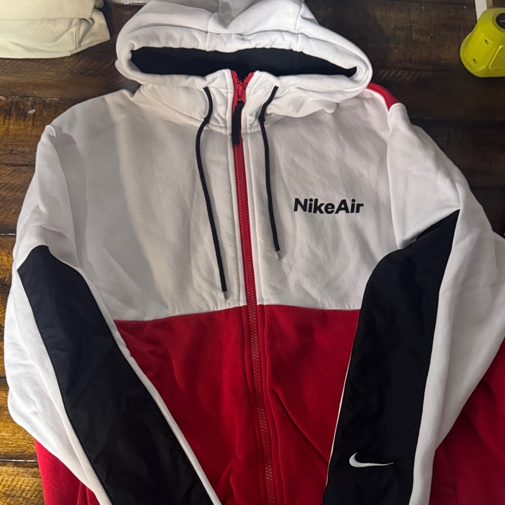 Nike Air Red, White, and Black Hoodie
